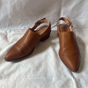 Madewell “The Jess Slingback Heel Mules” in brown leather, size 8.5